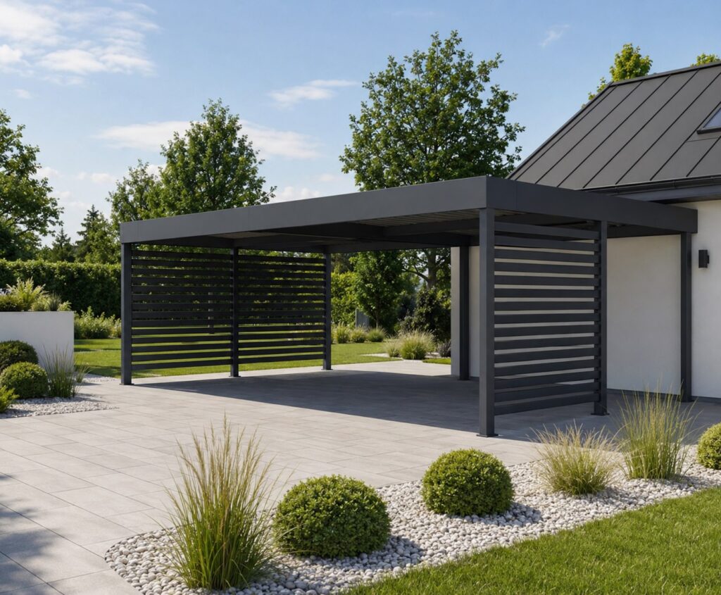 Vægmonteret carport, reference fra Profit Port